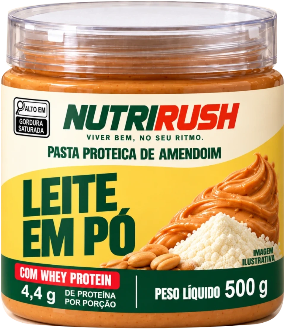 Pasta de amendoim com whey Leite em Pó, 500 g